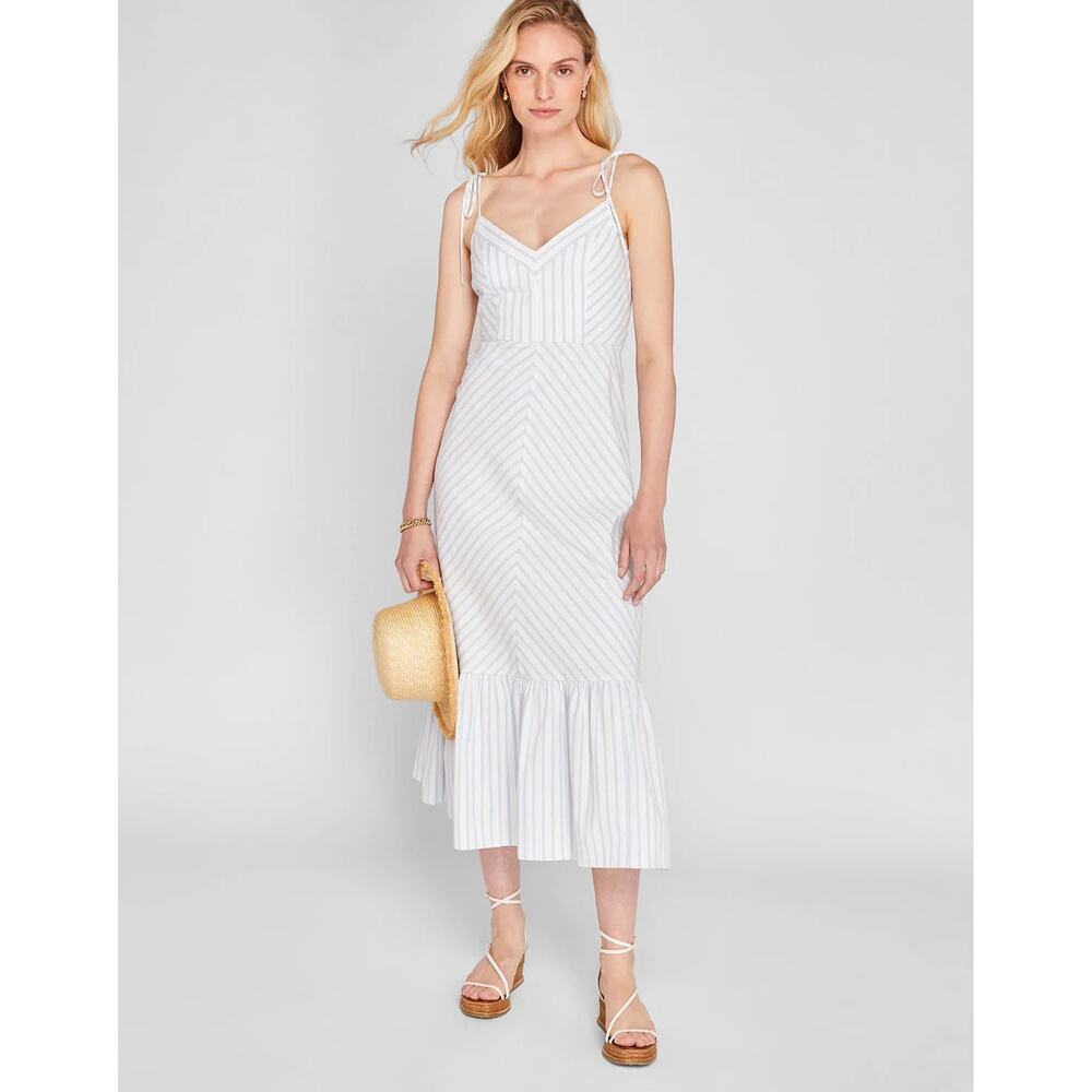 NWT‎ Club Monaco Blue & White Striped Double Strap Sleeveless Maxi Dress Size 6